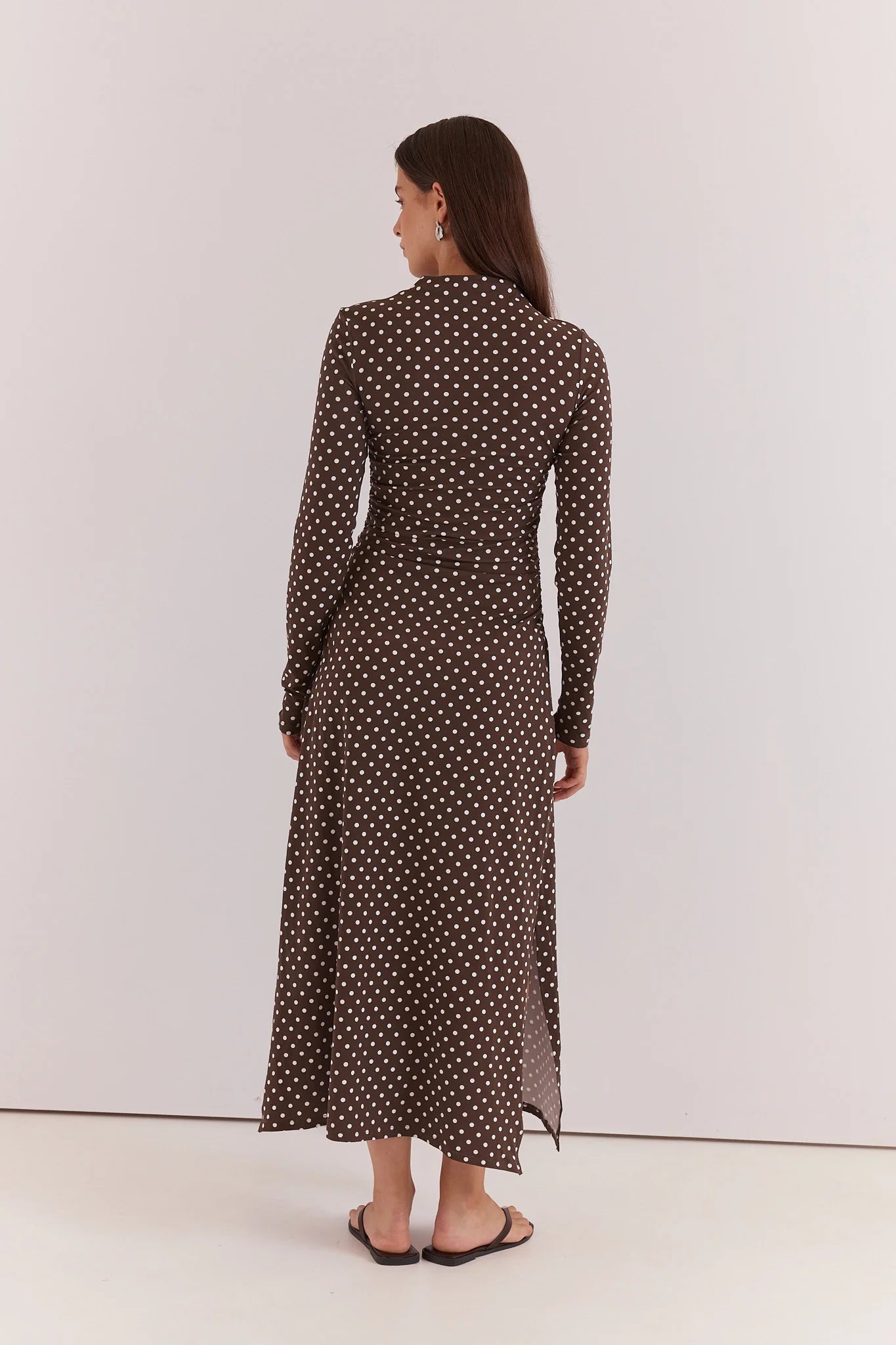 Sass Ashini Long Sleeve Ruched Dress Polka Dot