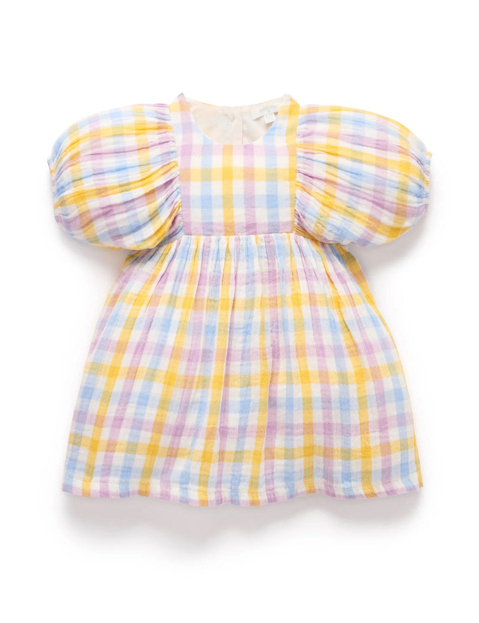 Purebaby Lila Check Gathered Dress