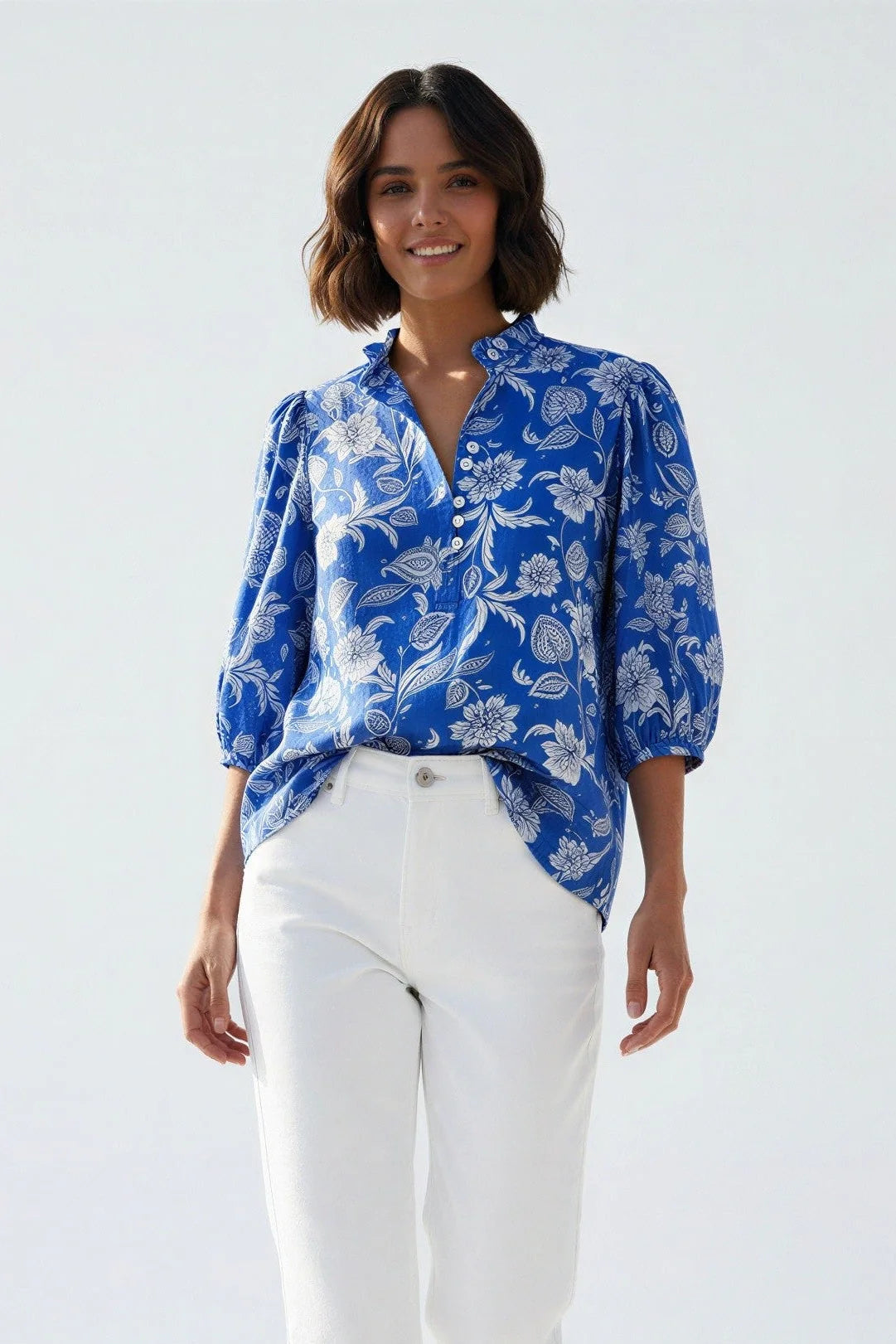 Liberty Rose Blue Boho Top