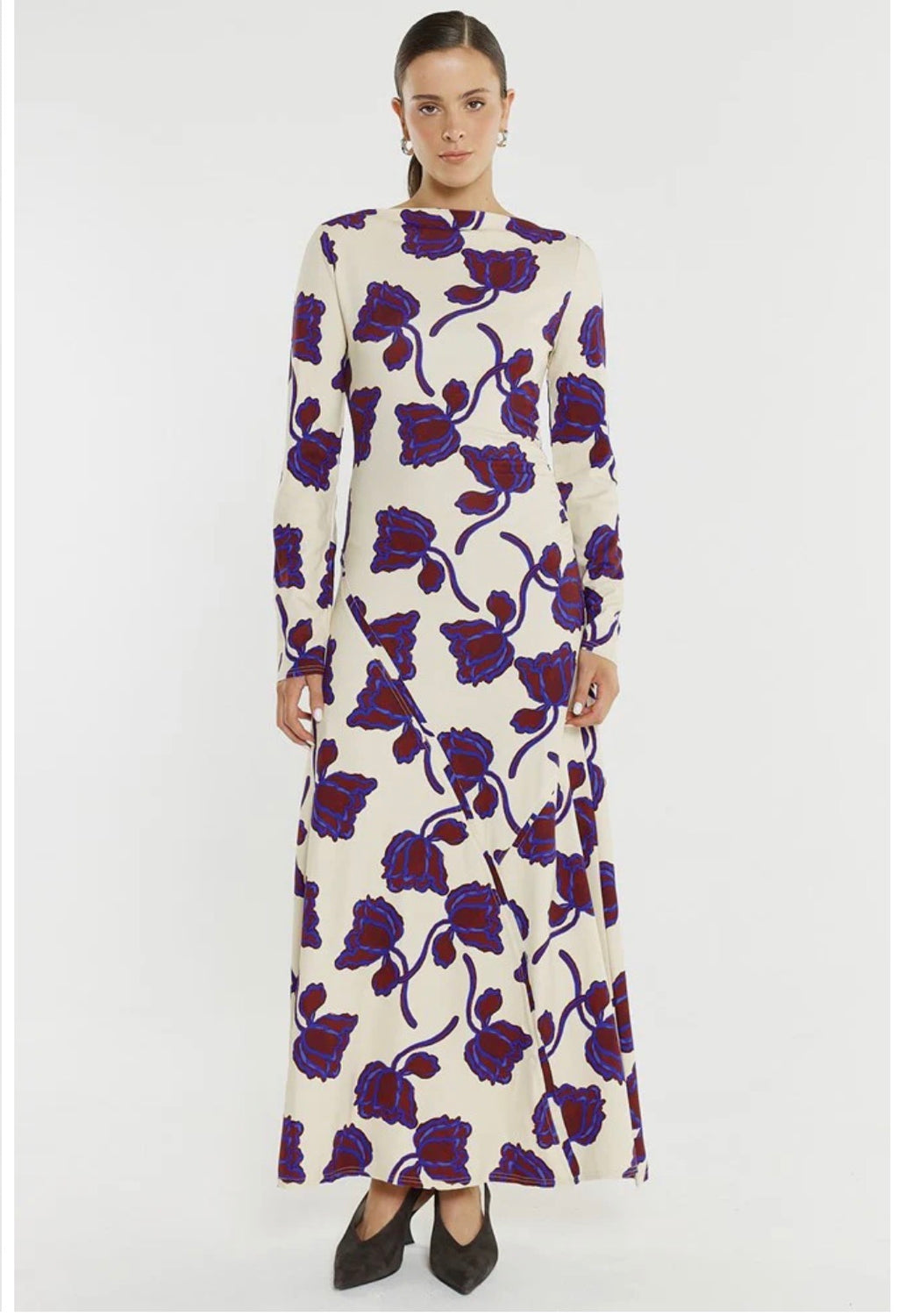 Sass Jade Seamed Jersey Dress Winter Poppy