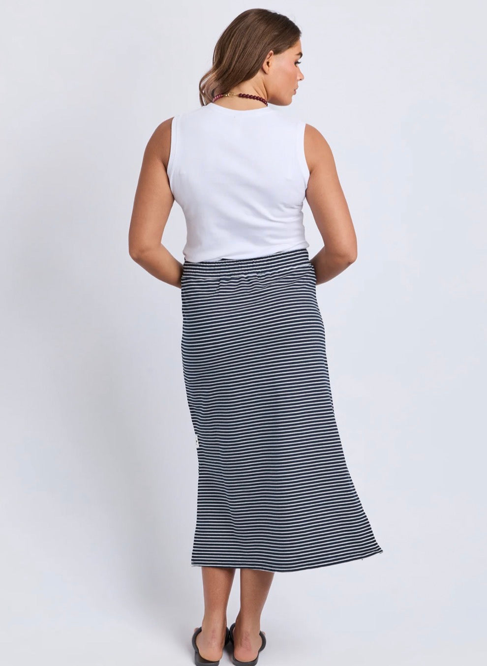 Elm Travel Skirt Navy Stripe