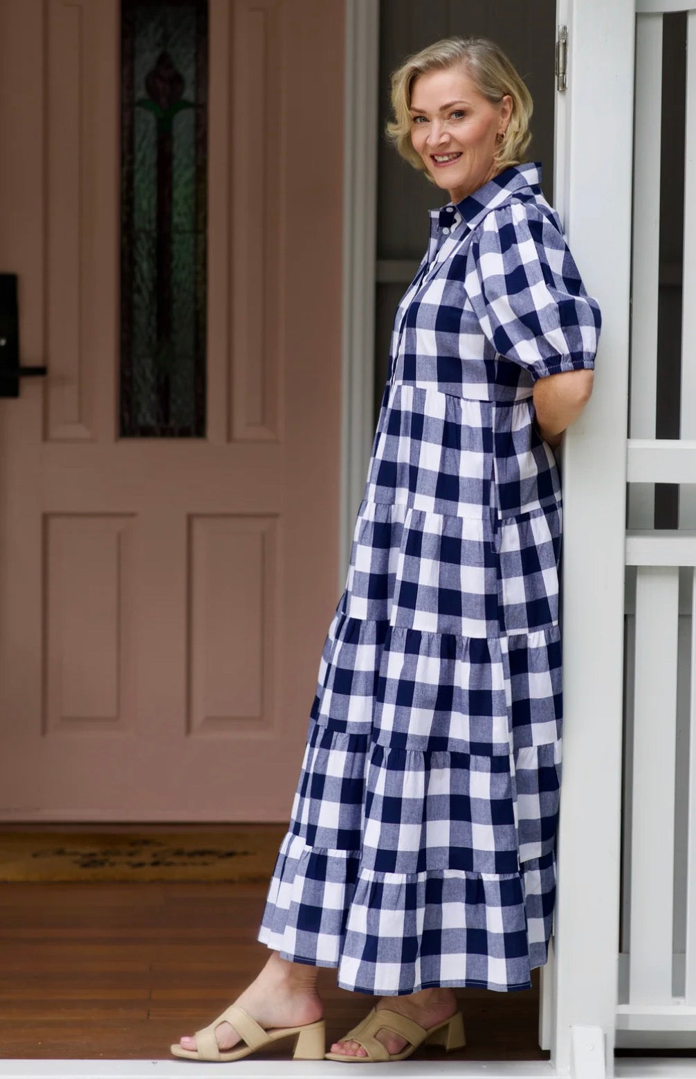 Liv & Milly Alice Gingham Dress Navy & White