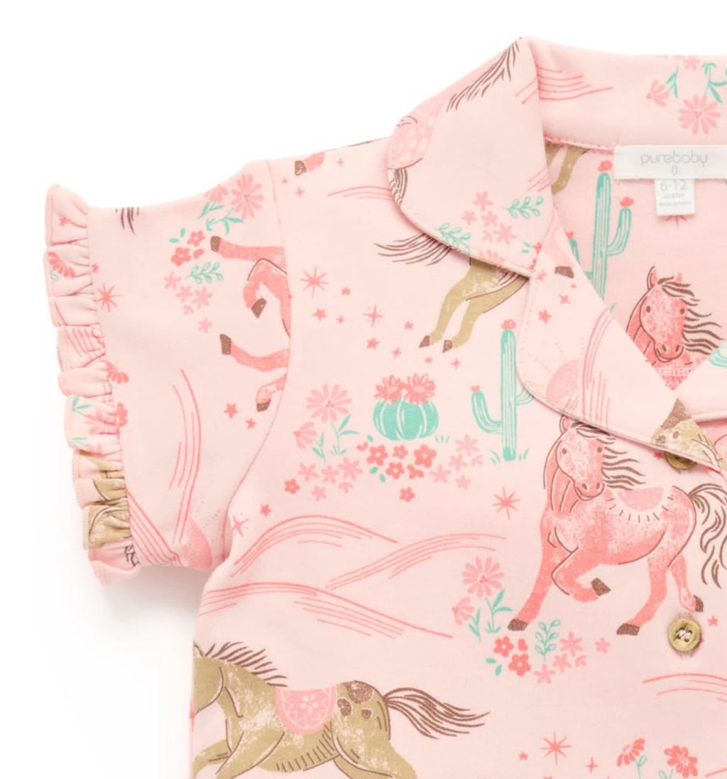 Purebaby Desert Horses Ruffle PJ Set