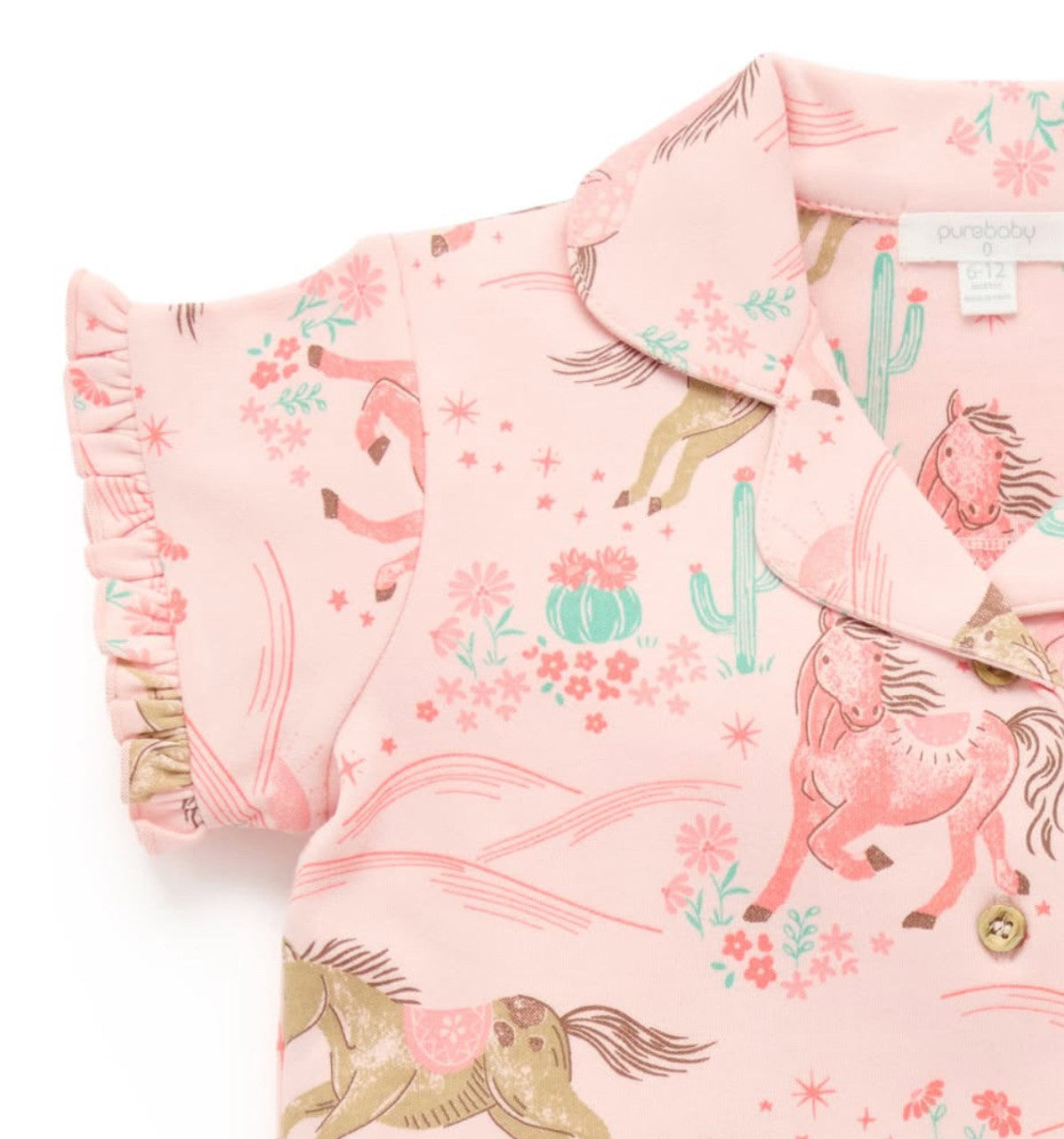 Purebaby Desert Horses Ruffle PJ Set