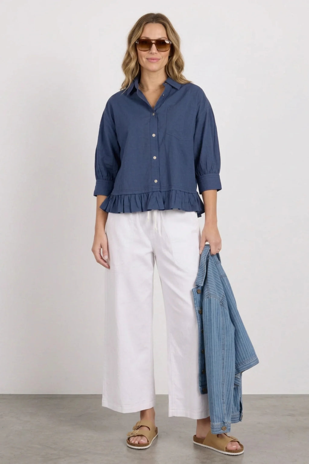 Ellis & Dewey Frill Detail Collared Shirt