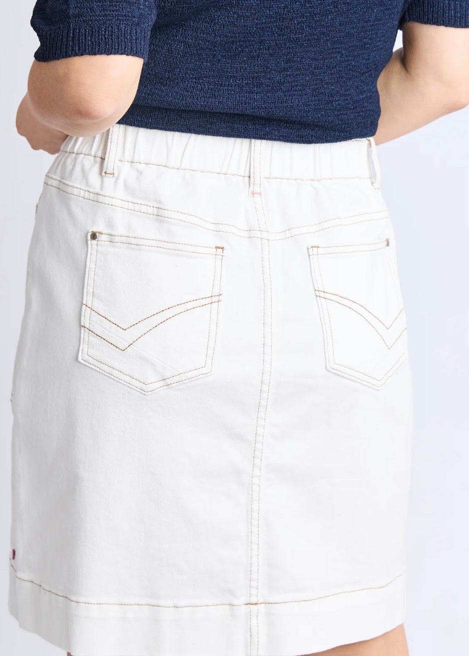 Elm Atlas Denim Skirt Vintage White