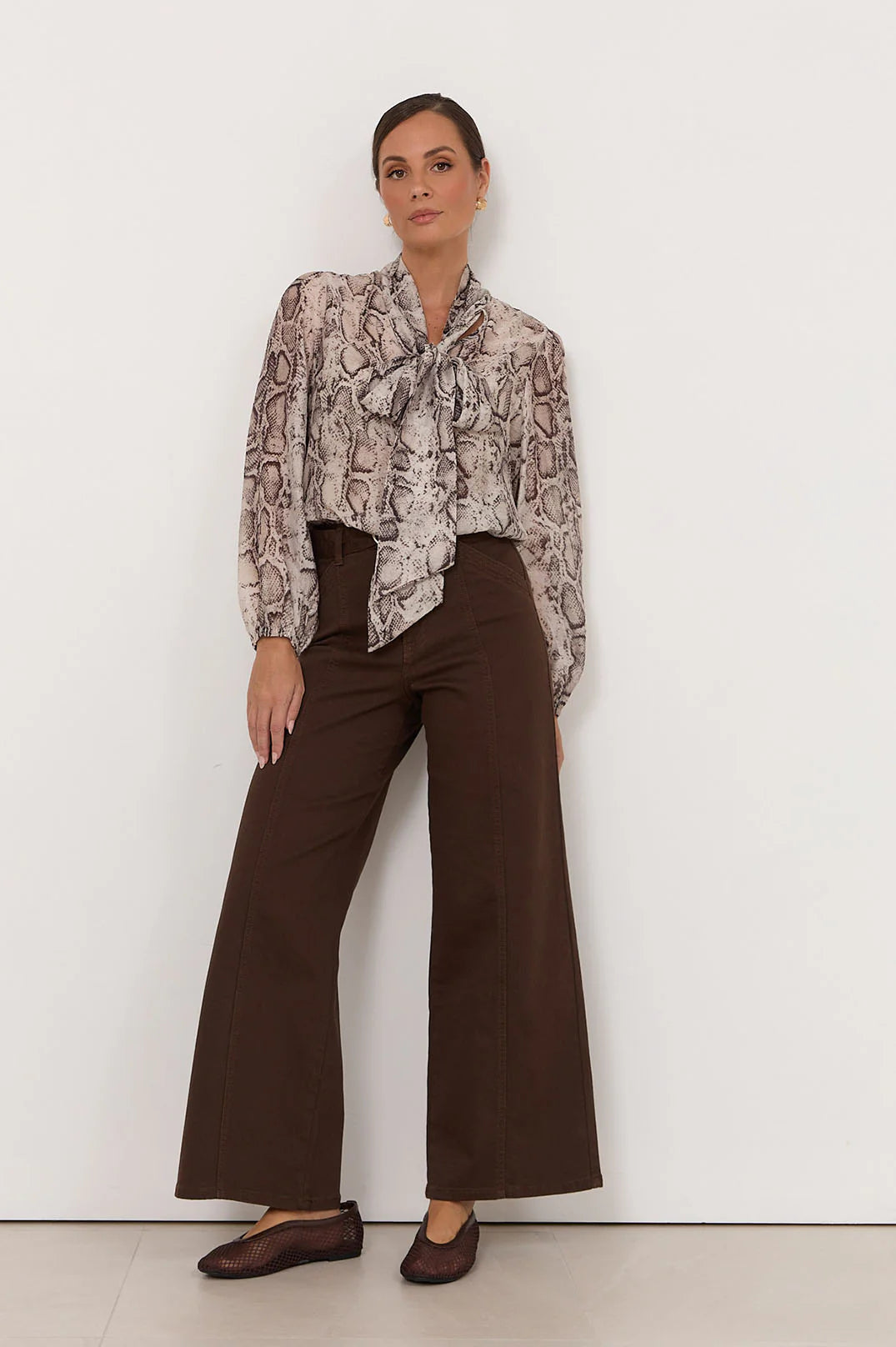 Adorne Adele Wide Leg Jean Choc