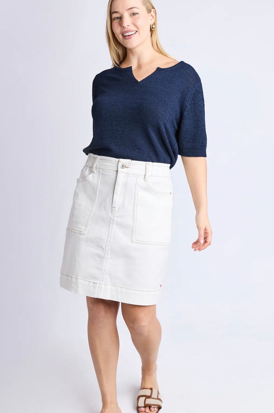 Elm Atlas Denim Skirt Vintage White
