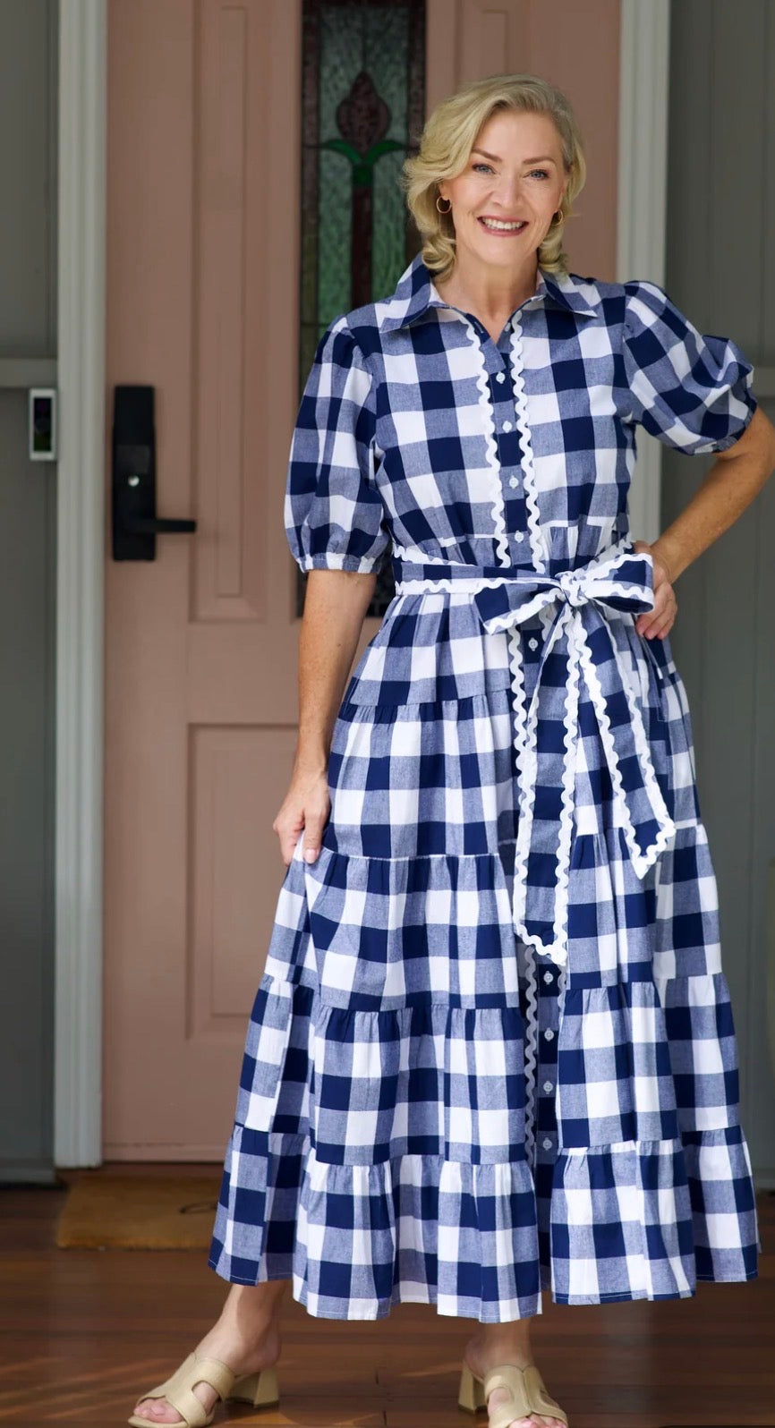 Liv & Milly Alice Gingham Dress Navy & White