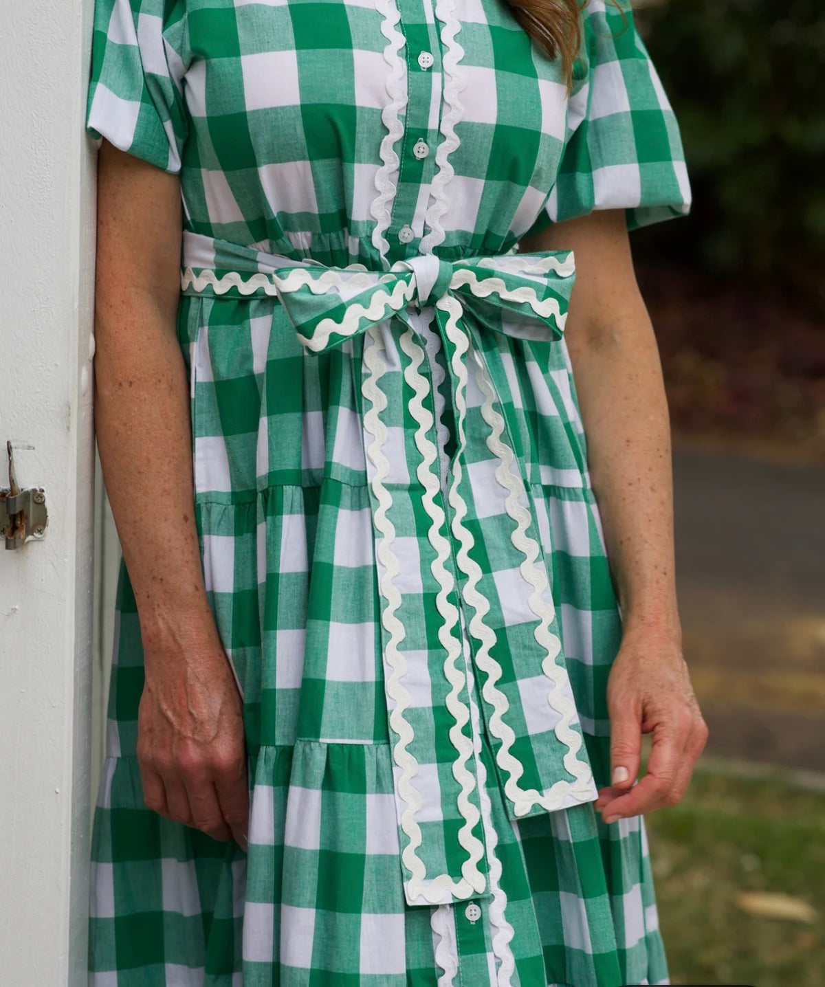 Liv & Milly Alice Gingham Dress Green & White