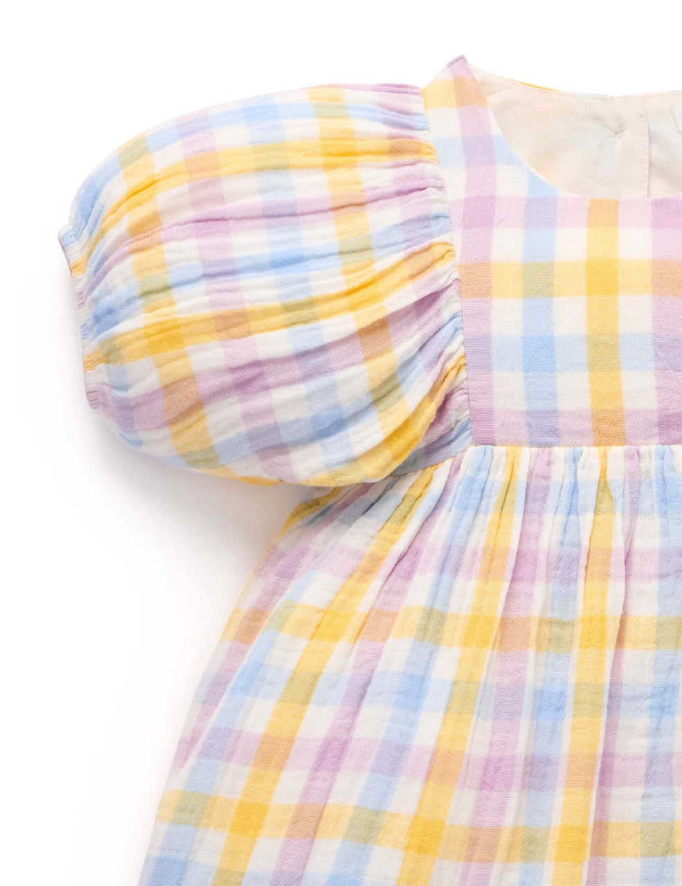 Purebaby Lila Check Gathered Dress