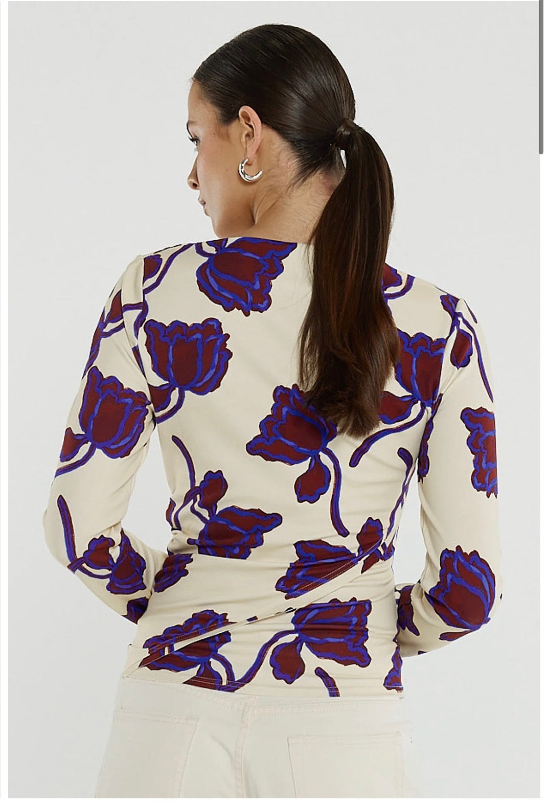 Sass Jade Seamed Jersey Top Winter Poppy