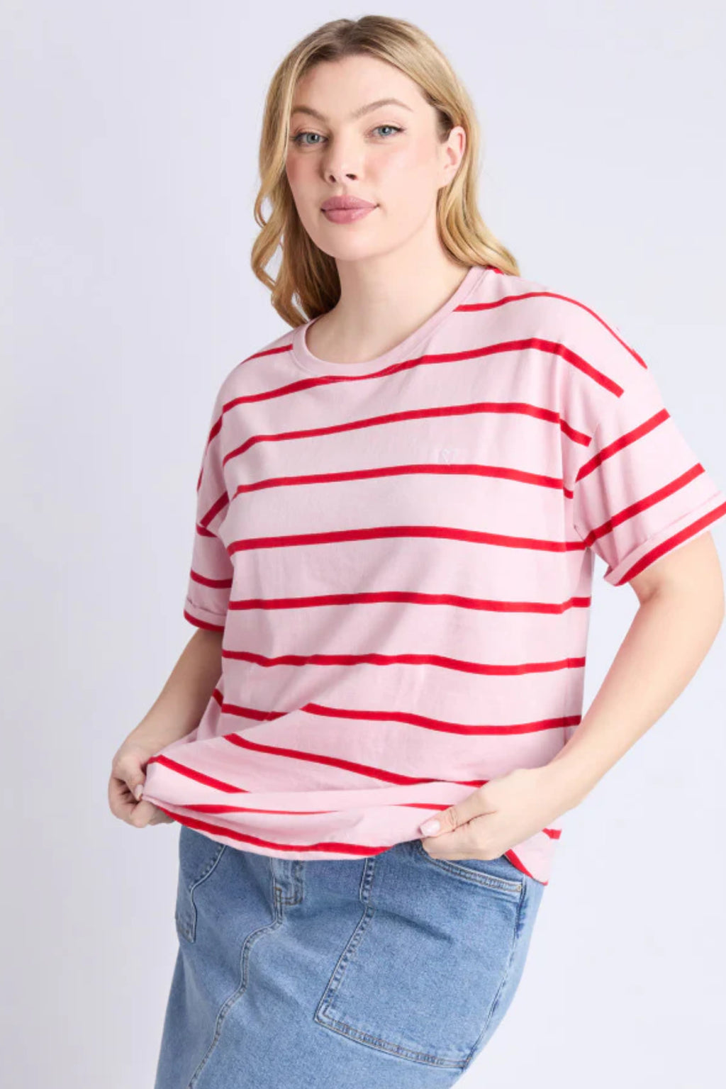 Elm Halli Pink Lady & Poppy Stripe Tee Stripe