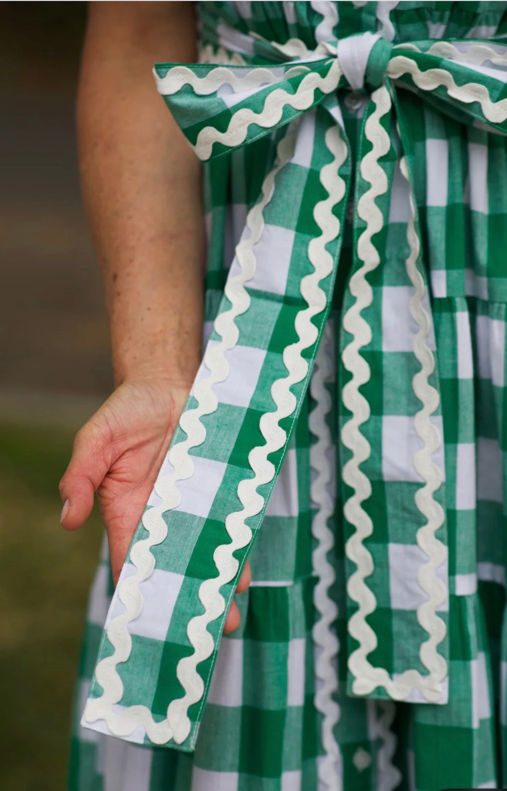 Liv & Milly Alice Gingham Dress Green & White