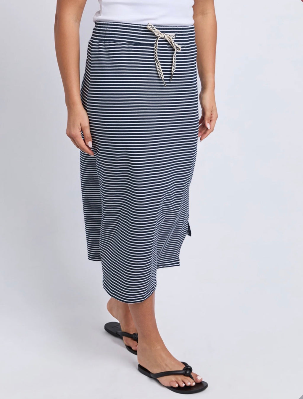 Elm Travel Skirt Navy Stripe