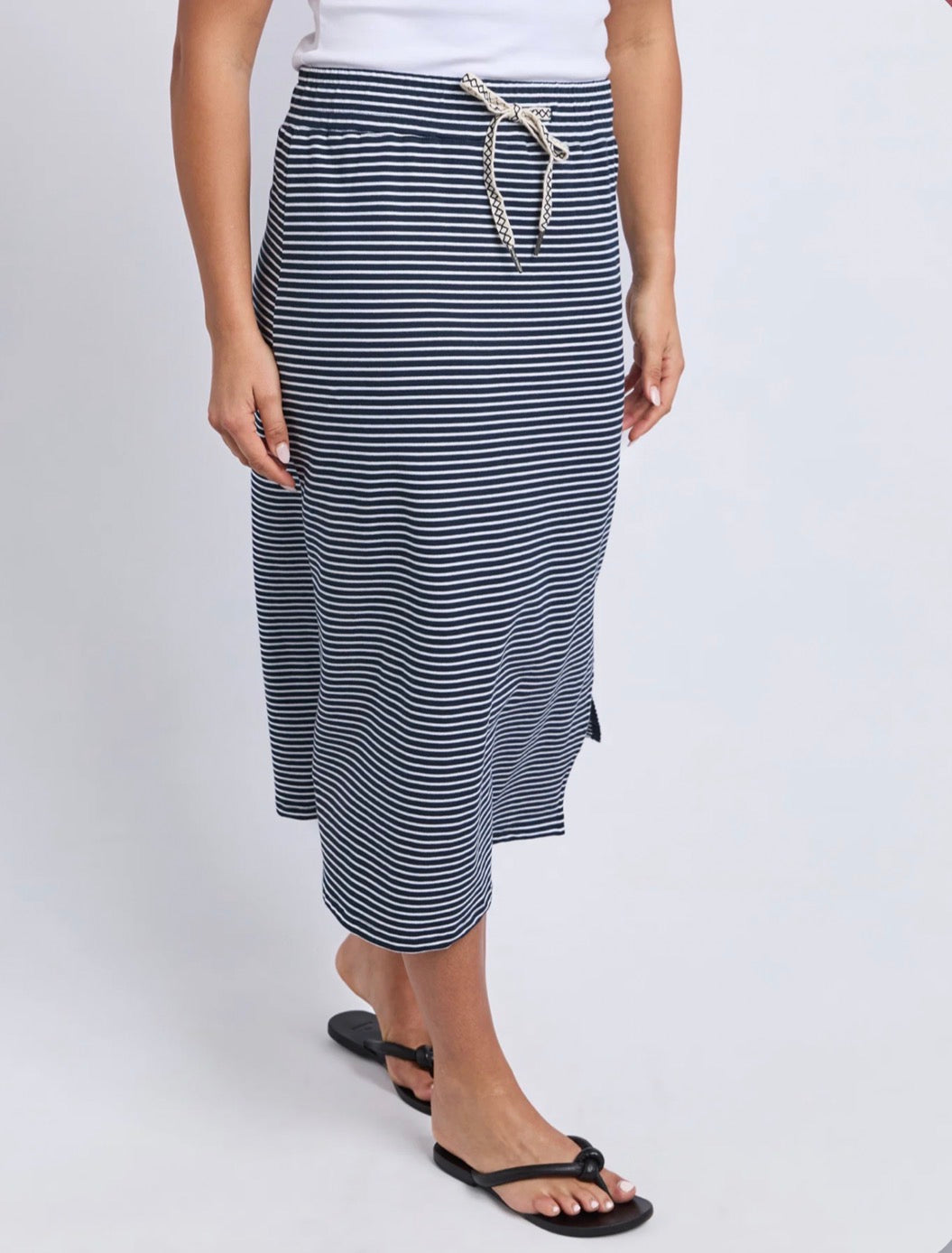 Elm Travel Skirt Navy Stripe