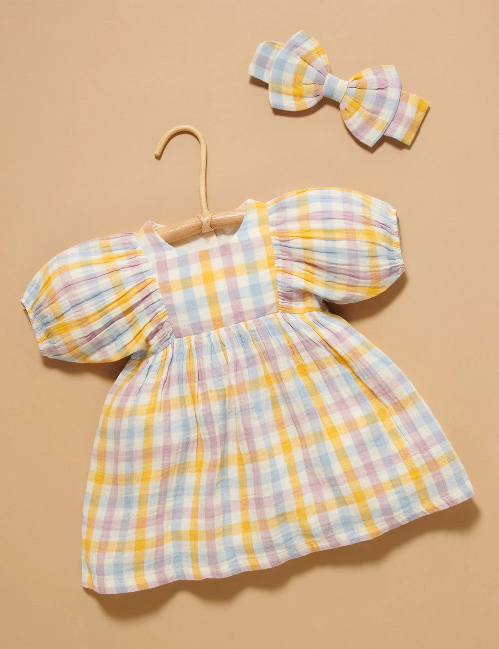 Purebaby Lila Check Gathered Dress