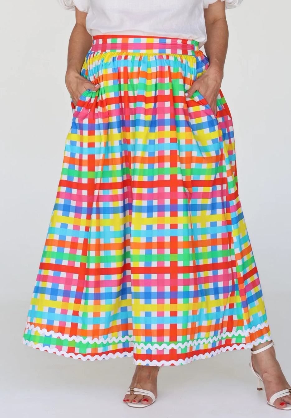 Liv & Milly Emma Neon Gingham Skirt