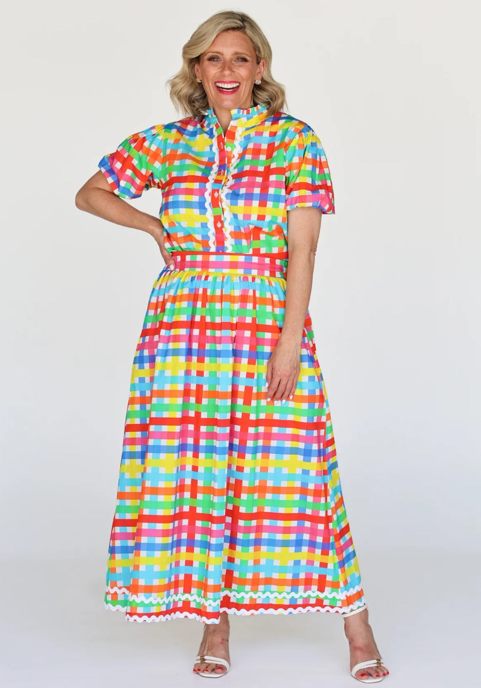 Liv & Milly Emma Neon Gingham Skirt