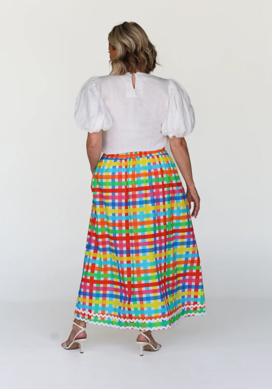 Liv & Milly Emma Neon Gingham Skirt