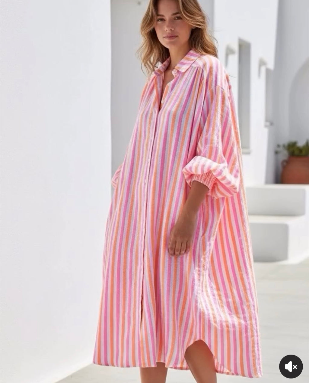 Kiik Luxe Neon Stripe Shirt Dress