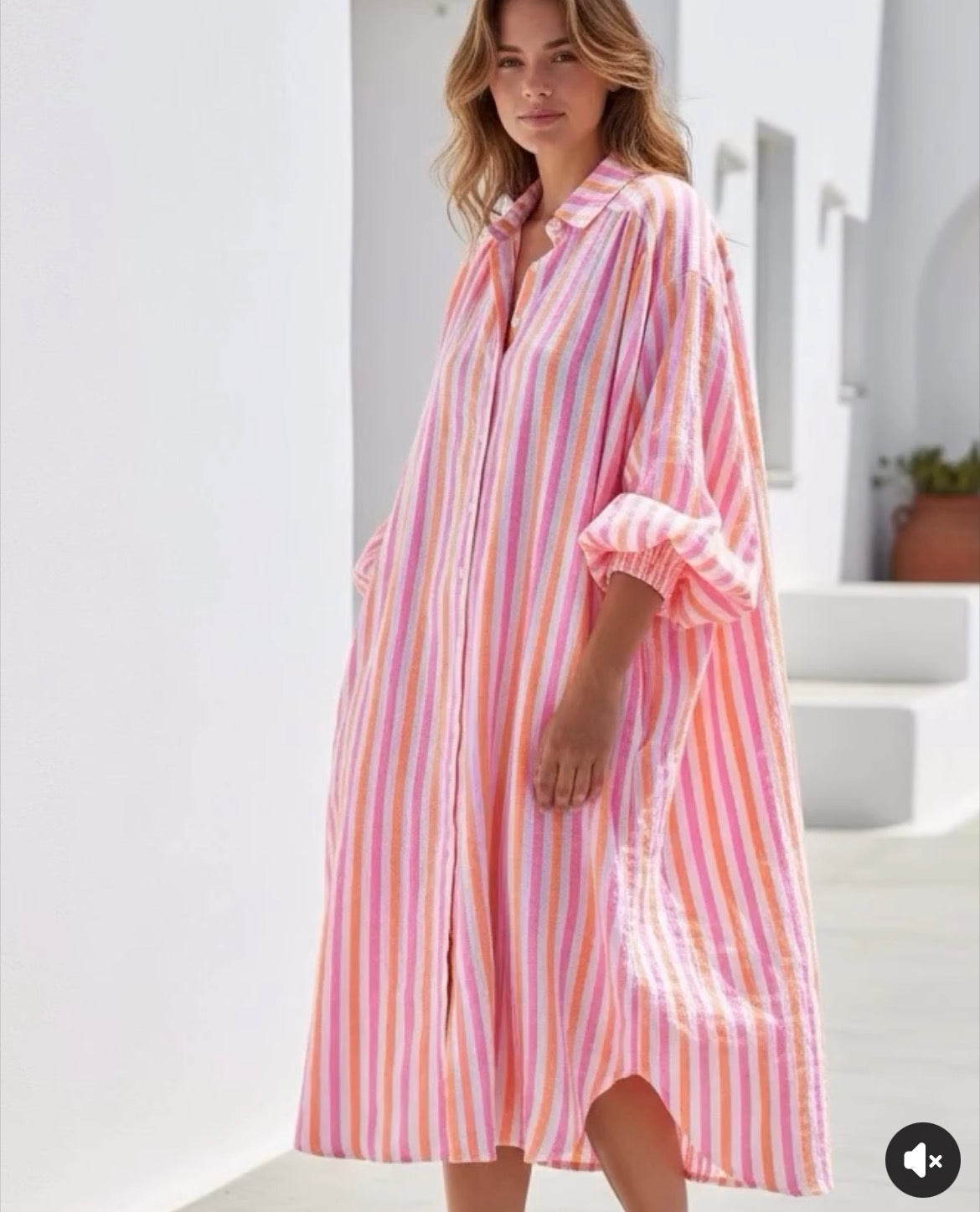 Kiik Luxe Neon Stripe Shirt Dress