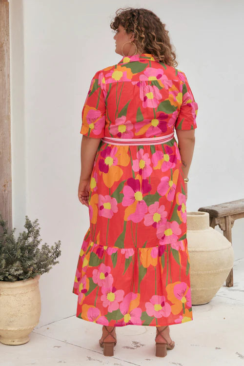 Adrift Ginette Collared Dress in Flamenco