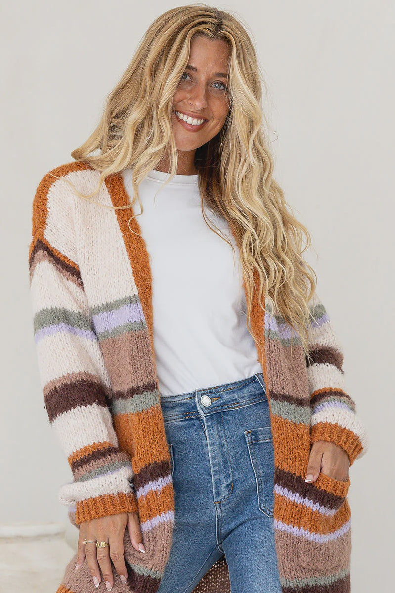 Free Spirit Tan Multi Knit Cardigan