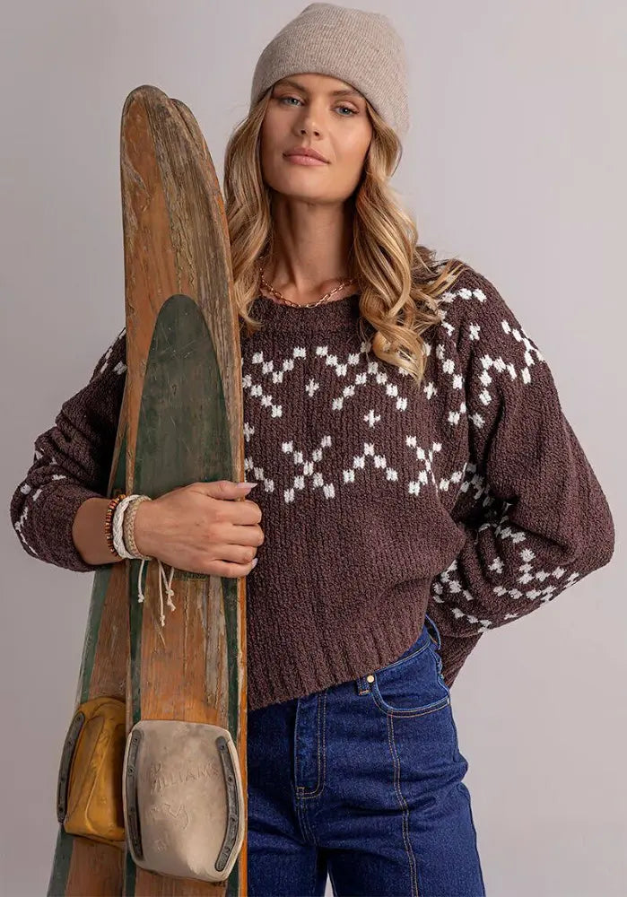 Foxwood Polar Knit Crew Coffee