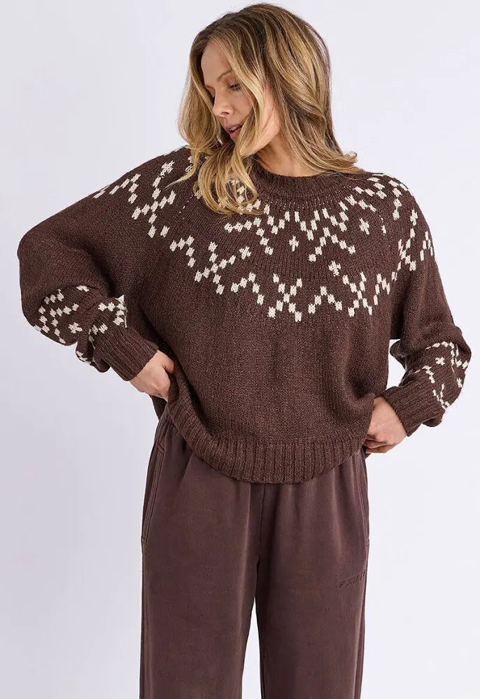 Foxwood Polar Knit Crew Coffee