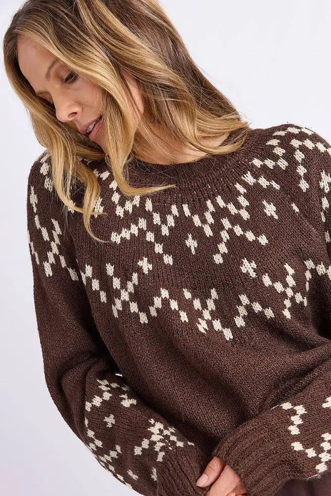 Foxwood Polar Knit Crew Coffee