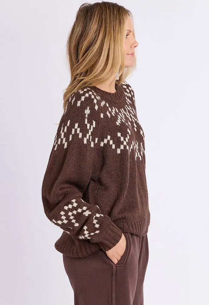 Foxwood Polar Knit Crew Coffee