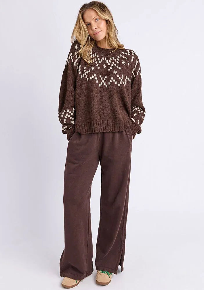 Foxwood Polar Knit Crew Coffee