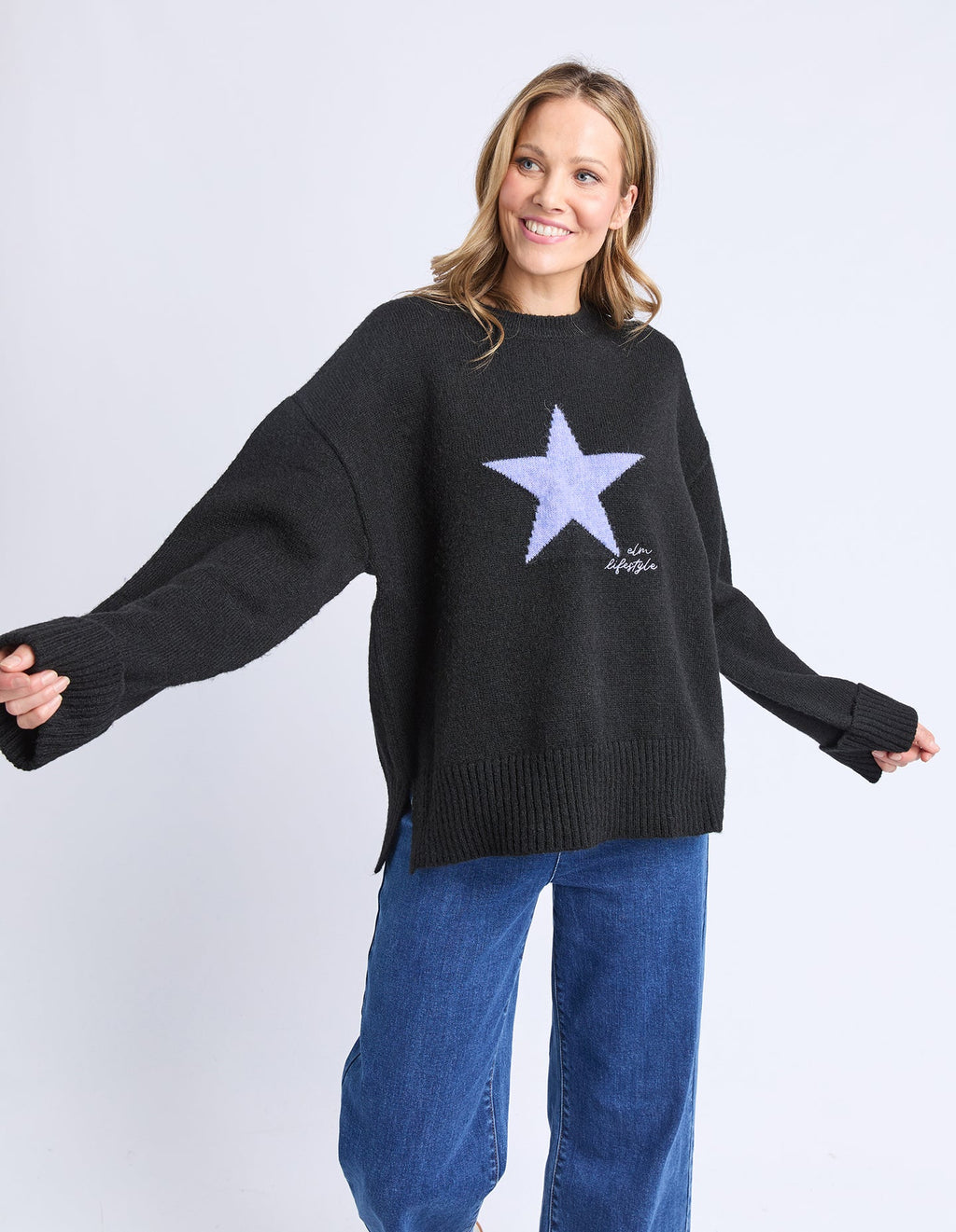 Elm Star Intarsia Knit Black