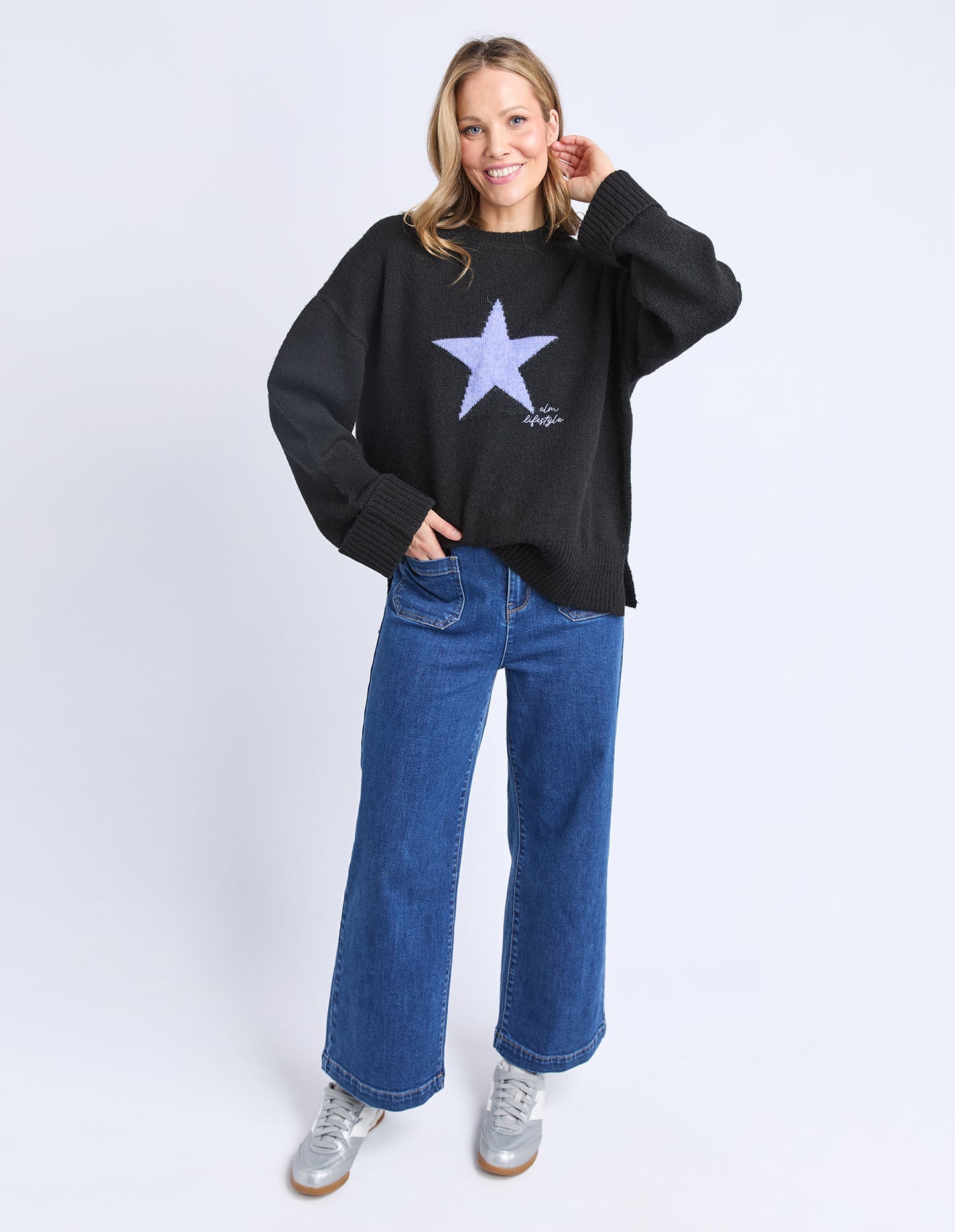 Elm Star Intarsia Knit Black