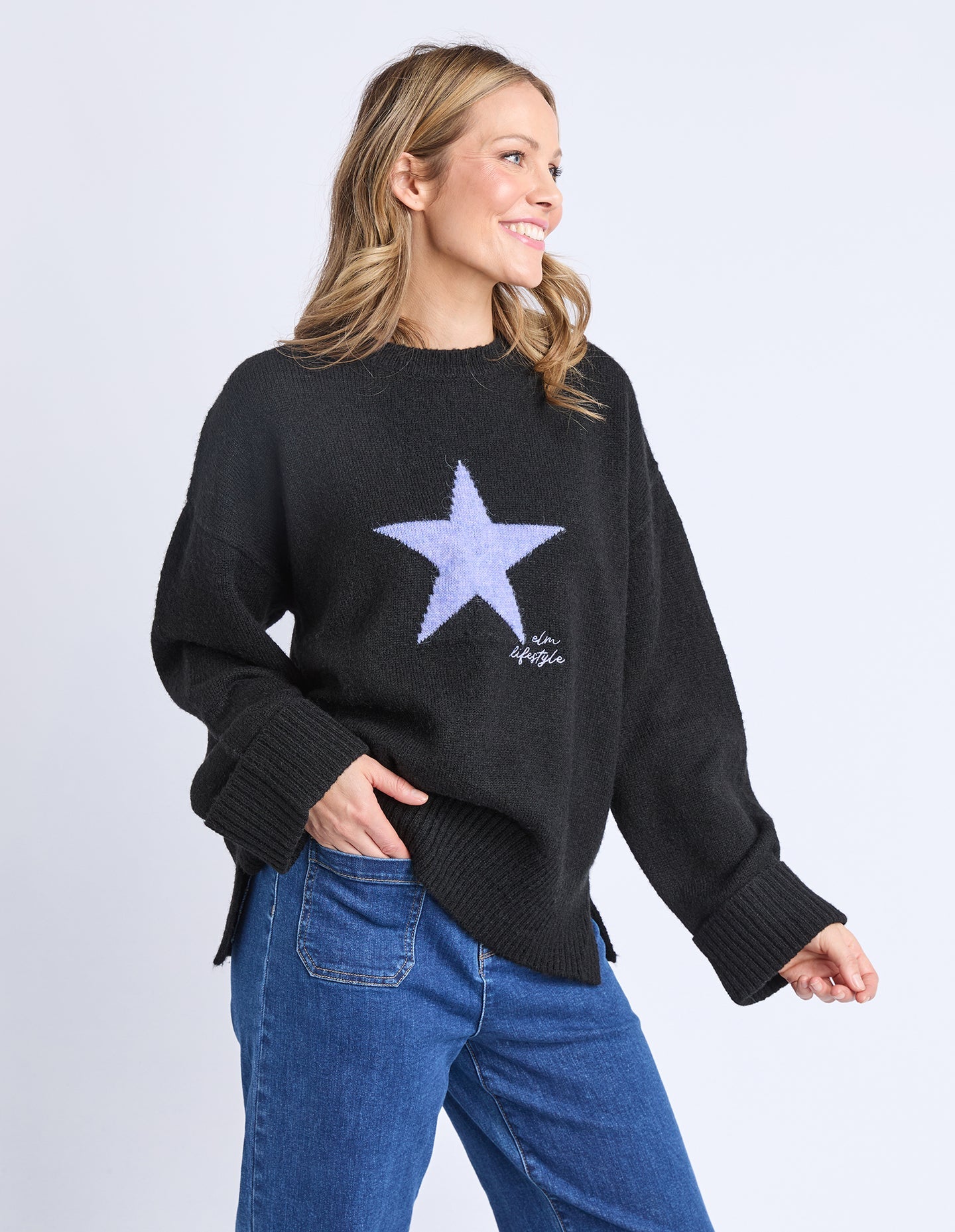 Elm Star Intarsia Knit Black