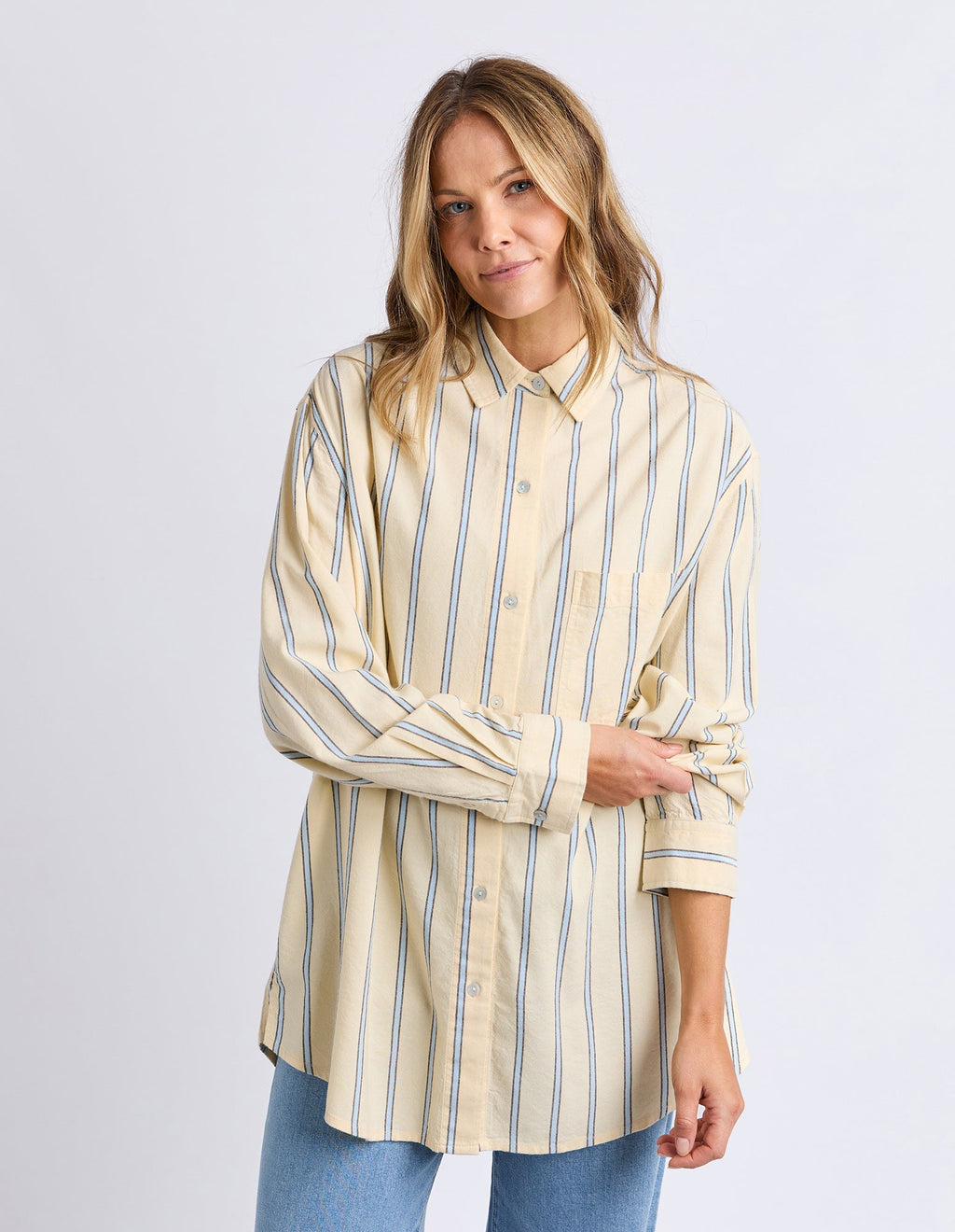 Foxwood Sadie Shirt Lemon/Blue Stripe