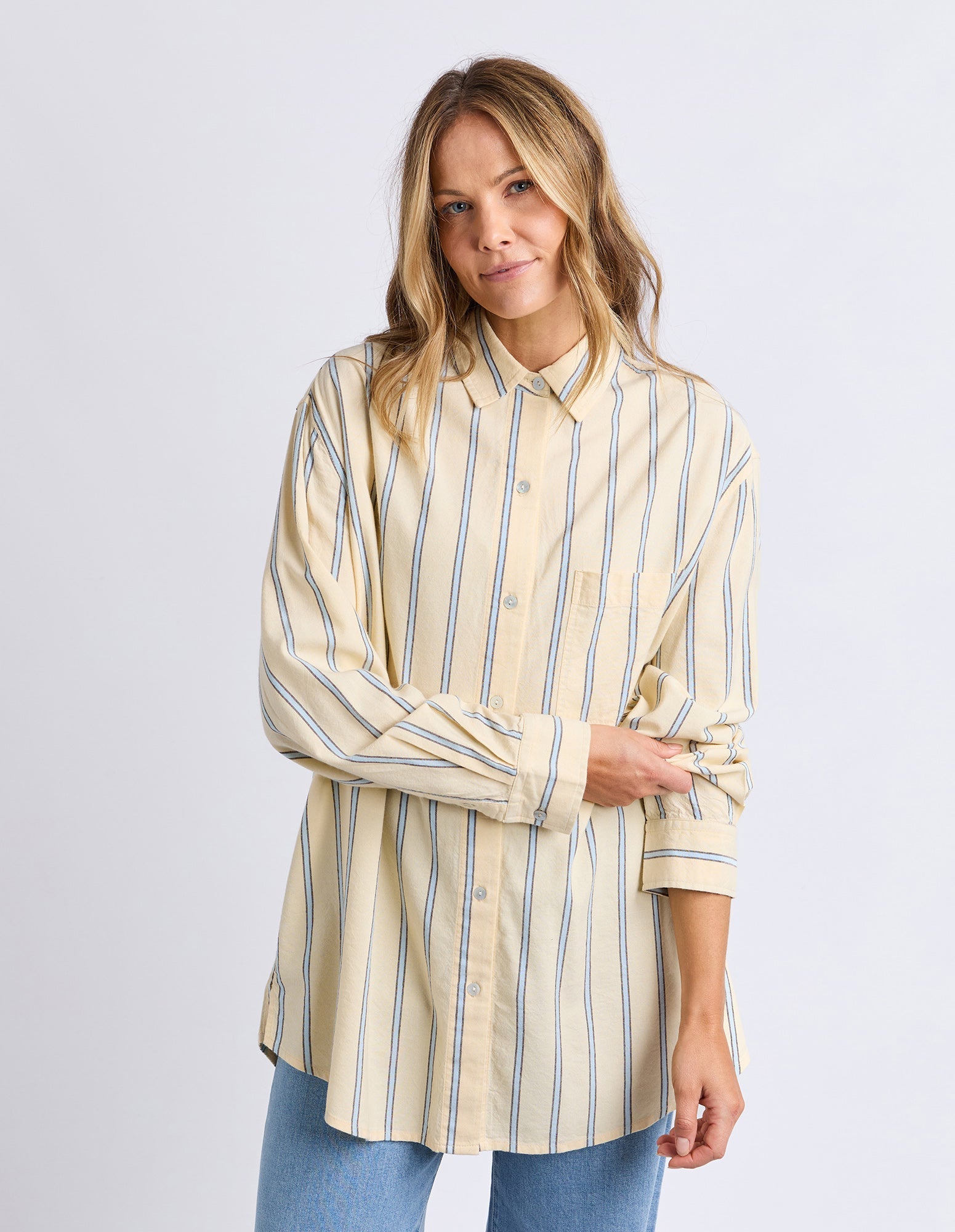 Foxwood Sadie Shirt Lemon/Blue Stripe