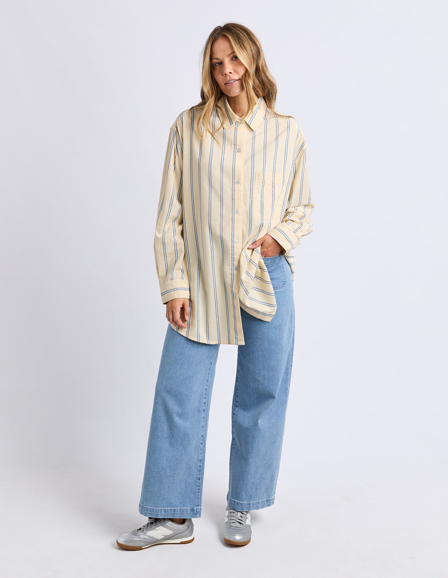 Foxwood Sadie Shirt Lemon/Blue Stripe
