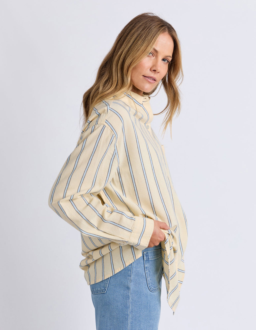 Foxwood Sadie Shirt Lemon/Blue Stripe