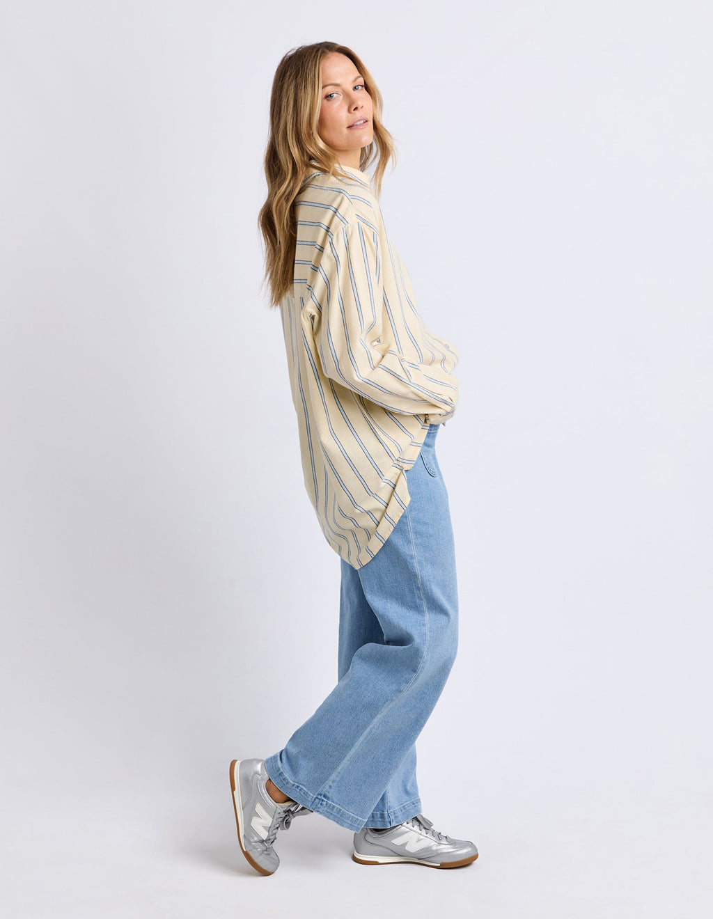 Foxwood Sadie Shirt Lemon/Blue Stripe