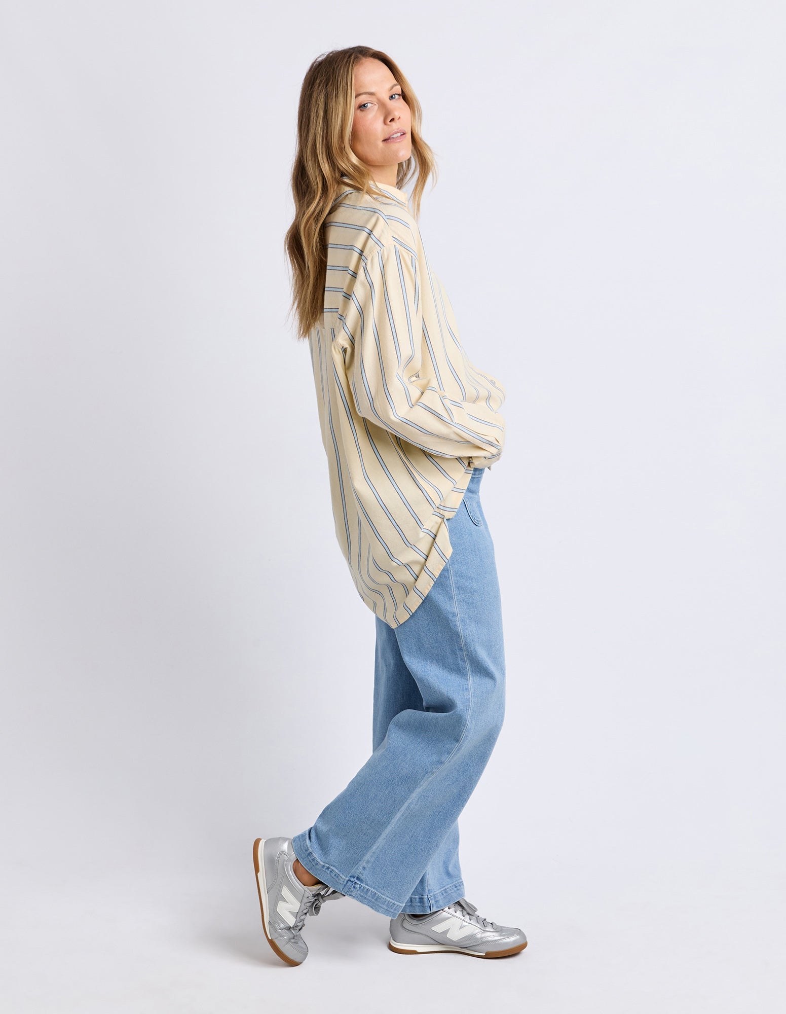Foxwood Sadie Shirt Lemon/Blue Stripe