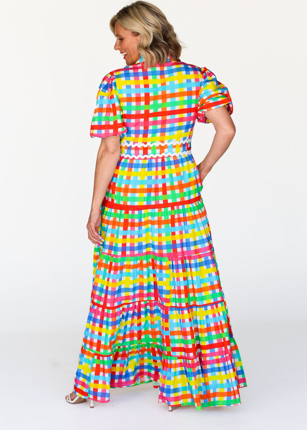 Liv & Milly Alice Neon Gingham Dress