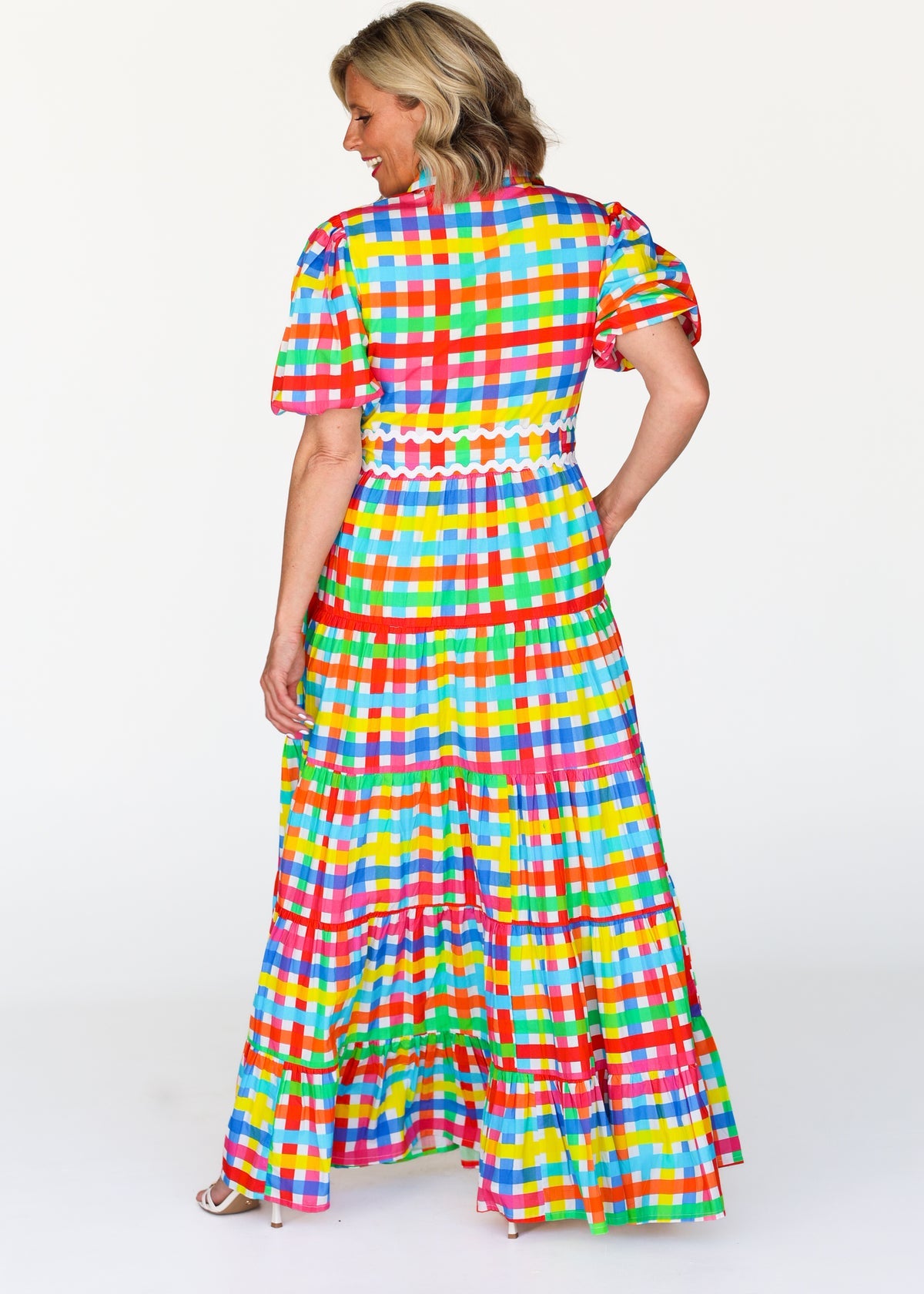 Liv & Milly Alice Neon Gingham Dress
