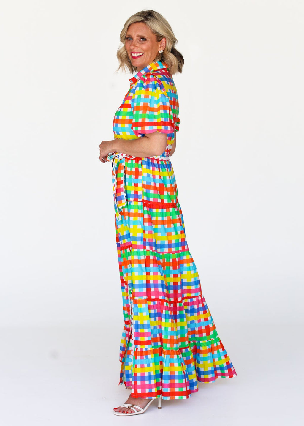 Liv & Milly Alice Neon Gingham Dress