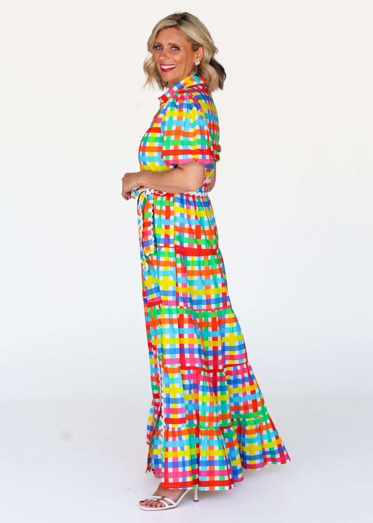 Liv & Milly Alice Neon Gingham Dress