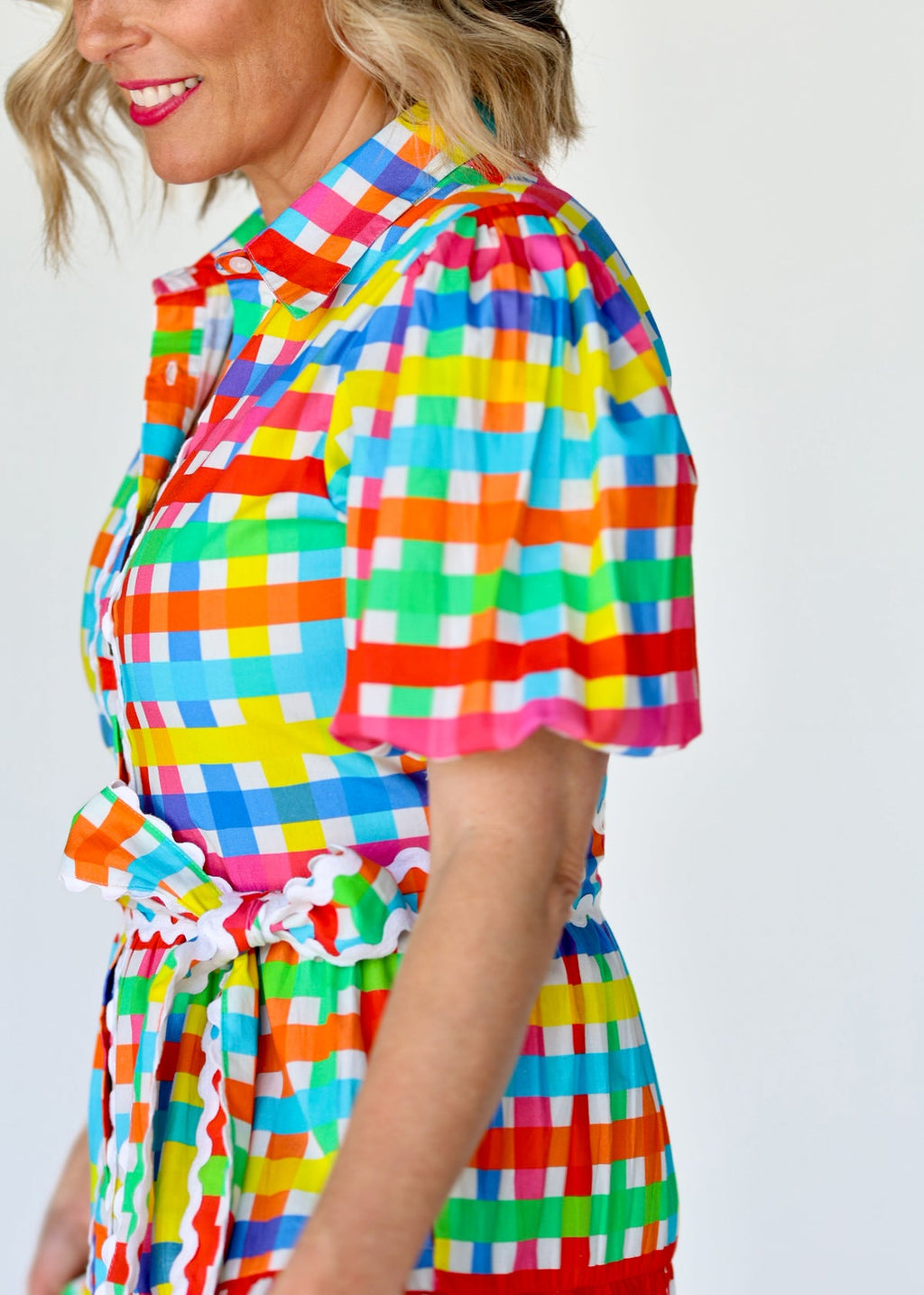 Liv & Milly Alice Neon Gingham Dress