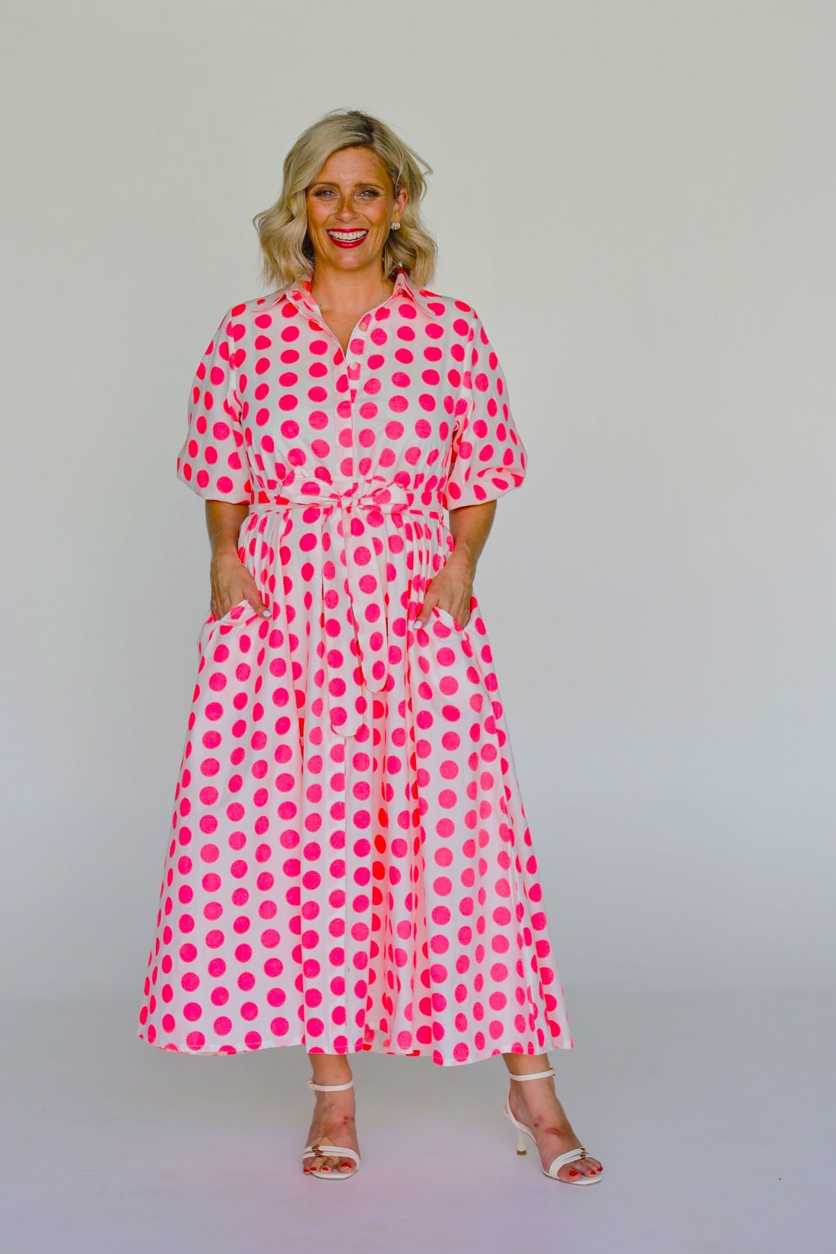 Liv & Milly Victoria Pink Spots Maxi Dress