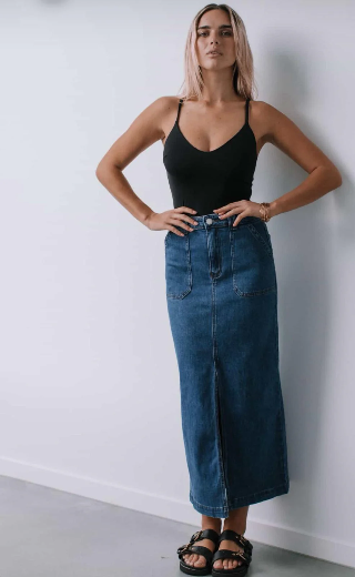 Country Denim Stretch Denim Skirt