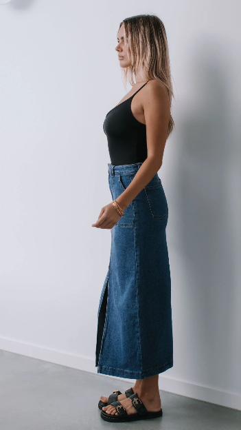 Country Denim Stretch Denim Skirt
